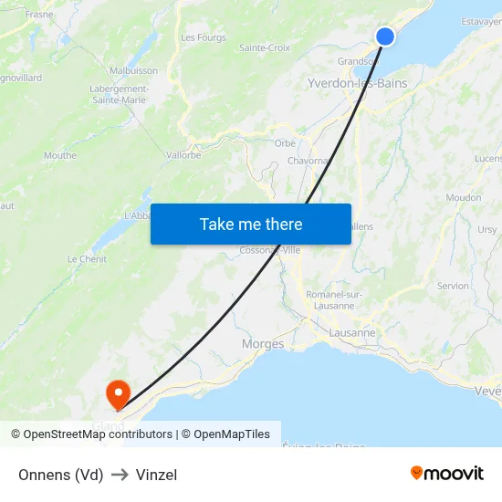 Onnens (Vd) to Vinzel map