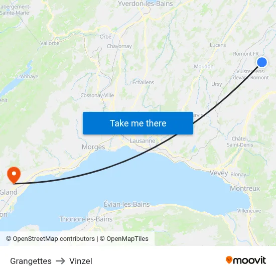 Grangettes to Vinzel map