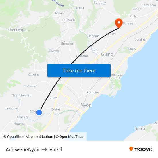 Arnex-Sur-Nyon to Vinzel map