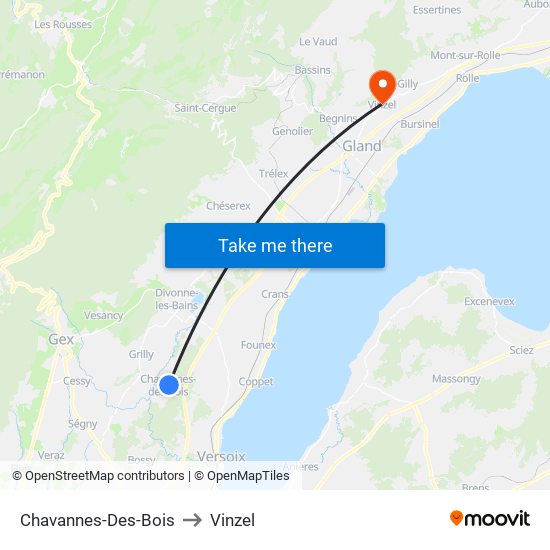 Chavannes-Des-Bois to Vinzel map