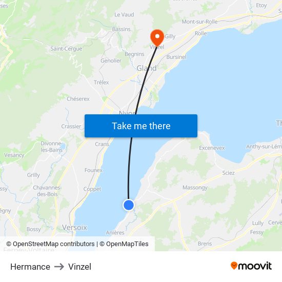 Hermance to Vinzel map