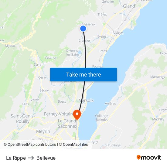 La Rippe to Bellevue map