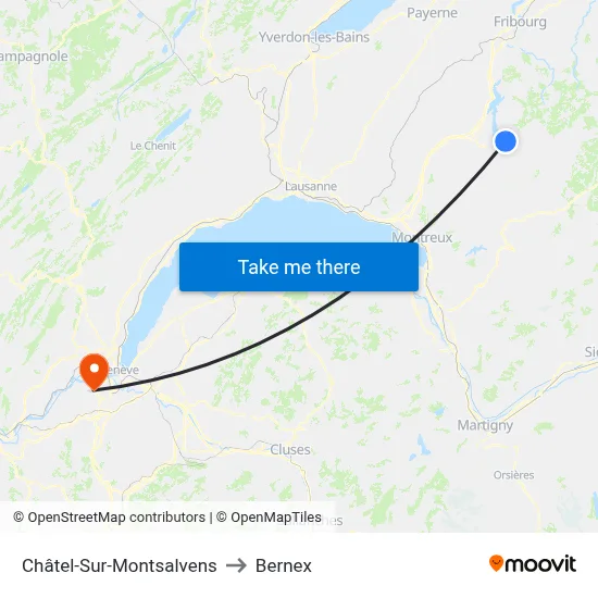 Châtel-Sur-Montsalvens to Bernex map