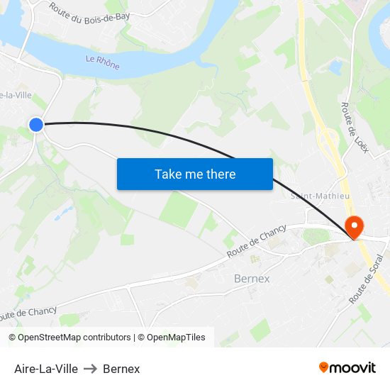 Aire-La-Ville to Bernex map