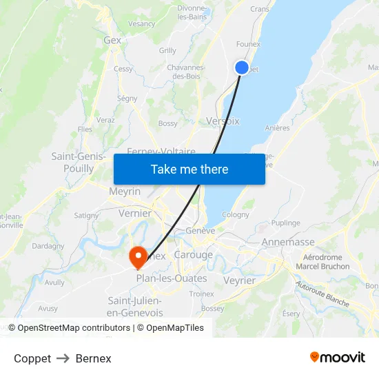 Coppet to Bernex map