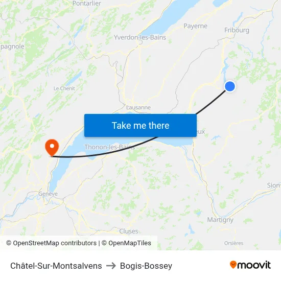 Châtel-Sur-Montsalvens to Bogis-Bossey map