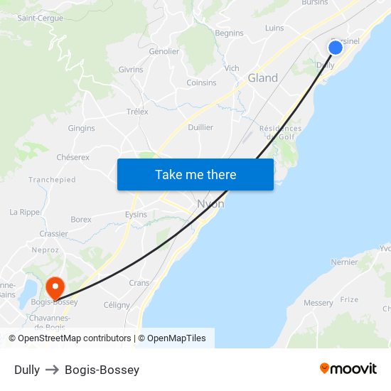 Dully to Bogis-Bossey map