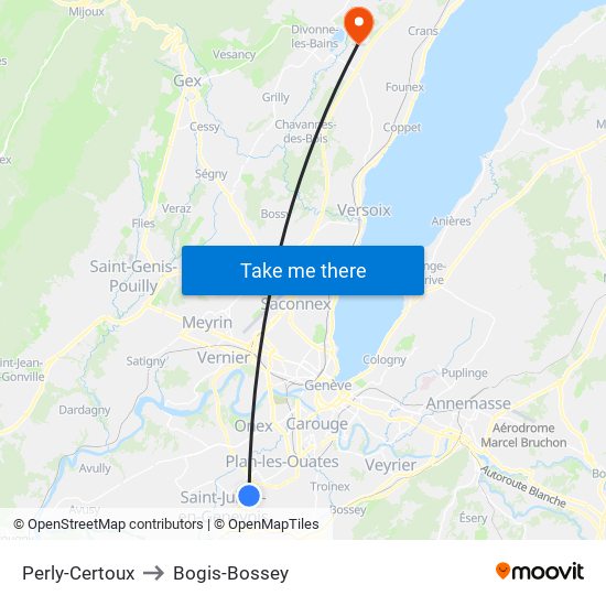 Perly-Certoux to Bogis-Bossey map