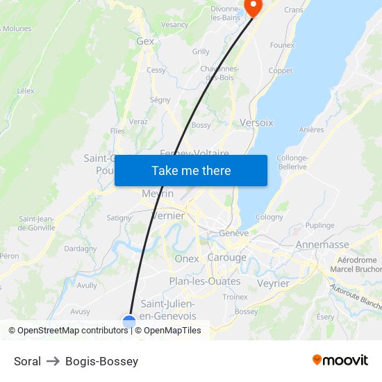 Soral to Bogis-Bossey map