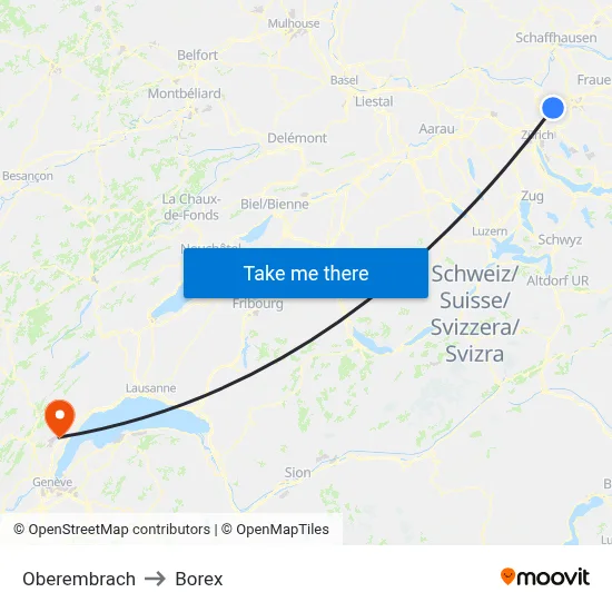 Oberembrach to Borex map