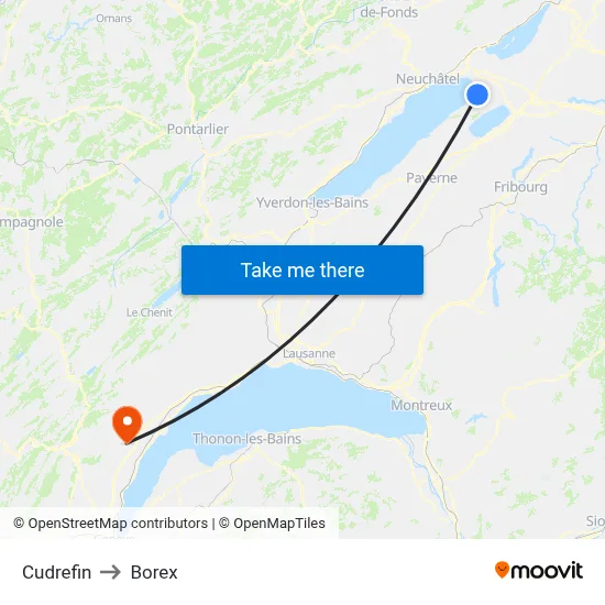 Cudrefin to Borex map