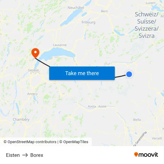 Eisten to Borex map