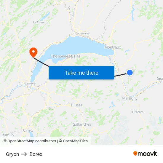 Gryon to Borex map