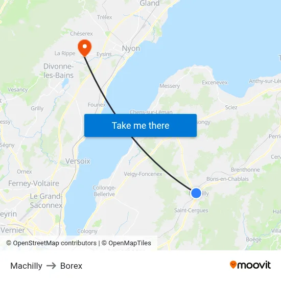 Machilly to Borex map