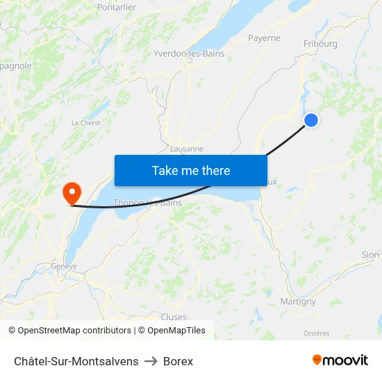 Châtel-Sur-Montsalvens to Borex map