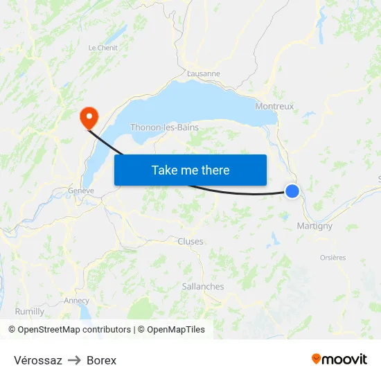 Vérossaz to Borex map