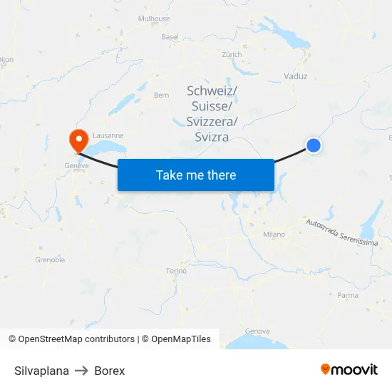 Silvaplana to Borex map