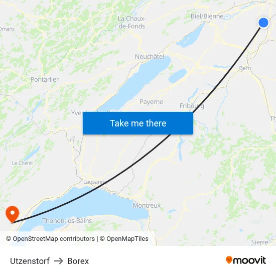 Utzenstorf to Borex map