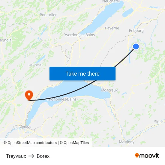 Treyvaux to Borex map