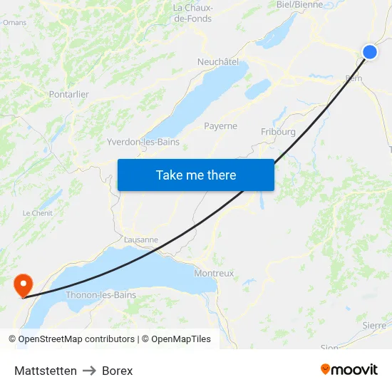 Mattstetten to Borex map