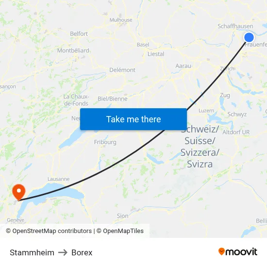 Stammheim to Borex map