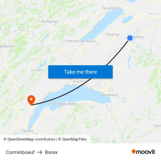 Corminboeuf to Borex map