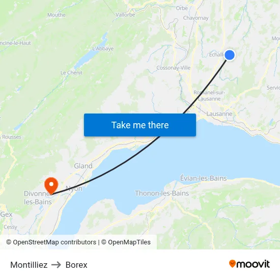 Montilliez to Borex map