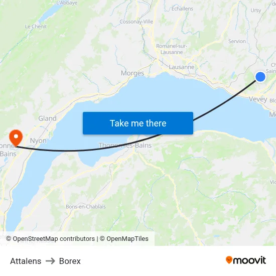 Attalens to Borex map
