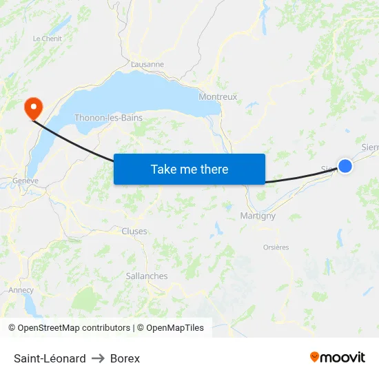 Saint-Léonard to Borex map