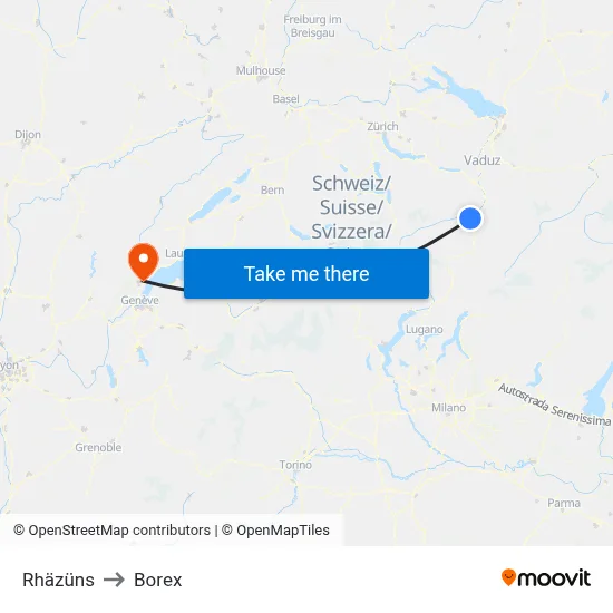 Rhäzüns to Borex map