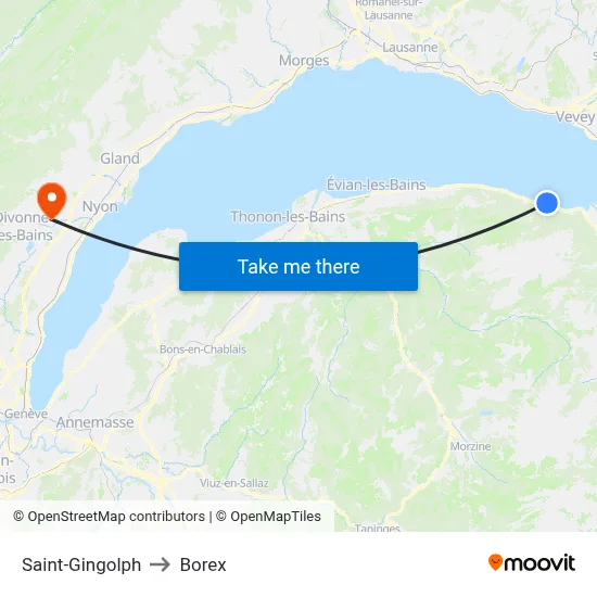 Saint-Gingolph to Borex map