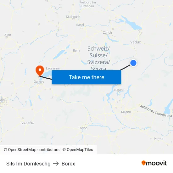 Sils Im Domleschg to Borex map