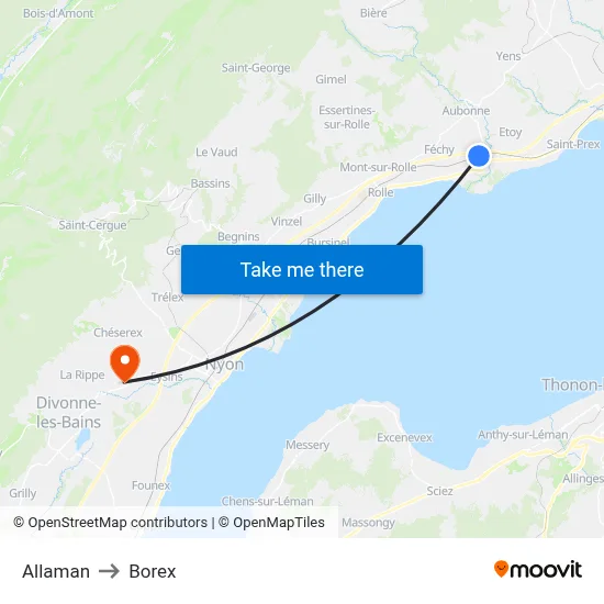 Allaman to Borex map