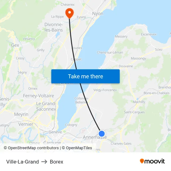Ville-La-Grand to Borex map