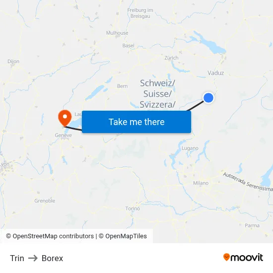 Trin to Borex map