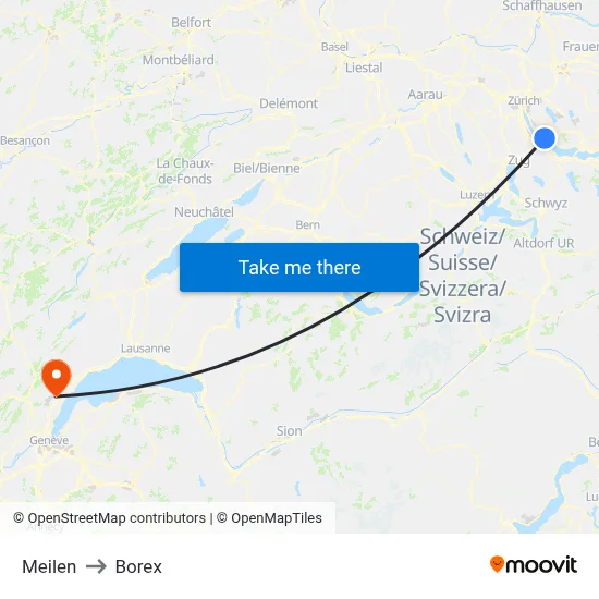 Meilen to Borex map