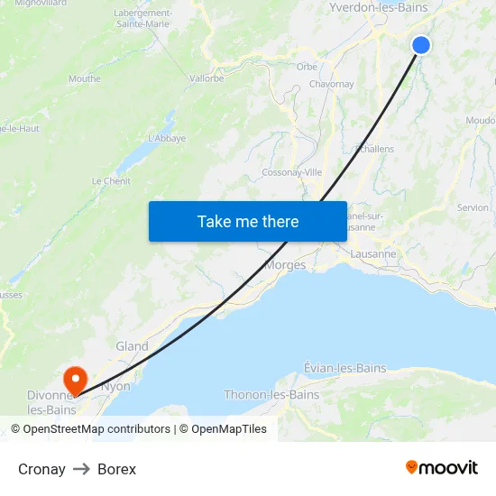 Cronay to Borex map