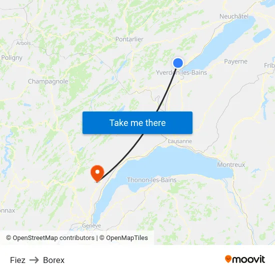 Fiez to Borex map
