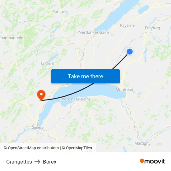 Grangettes to Borex map
