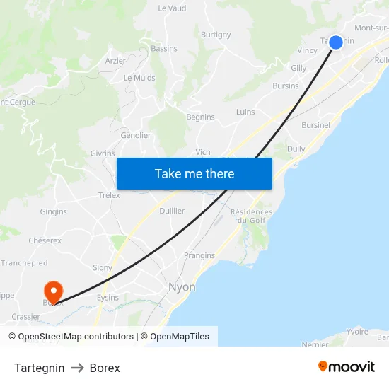 Tartegnin to Borex map