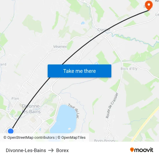 Divonne-Les-Bains to Borex map