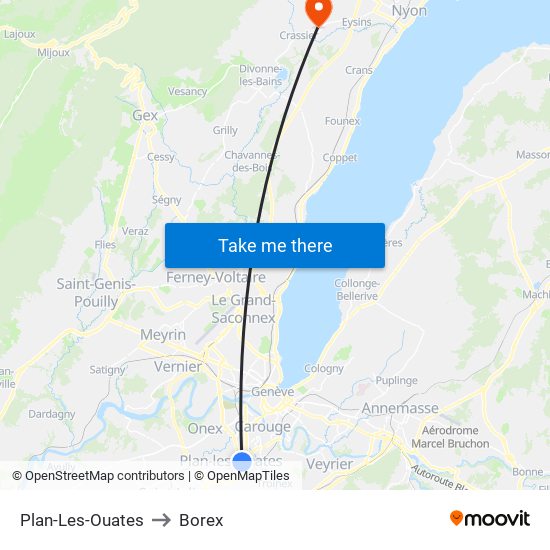 Plan-Les-Ouates to Borex map