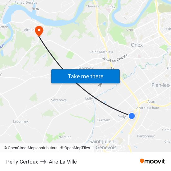 Perly-Certoux to Aire-La-Ville map