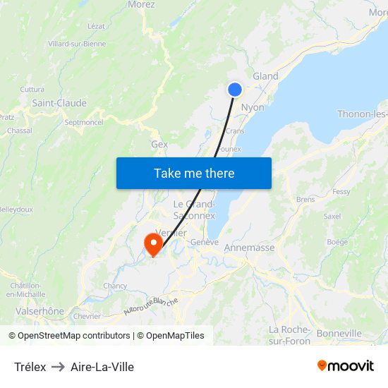 Trélex to Aire-La-Ville map