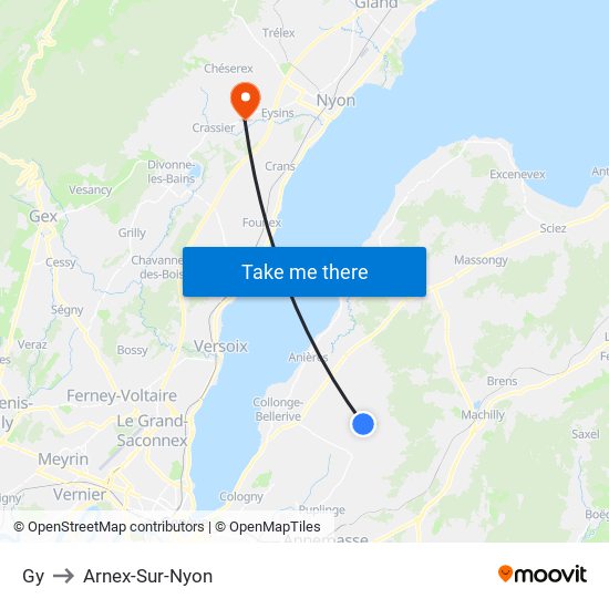 Gy to Arnex-Sur-Nyon map