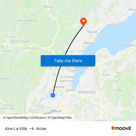 Aire-La-Ville to Arzier map