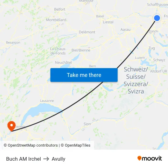 Buch AM Irchel to Avully map