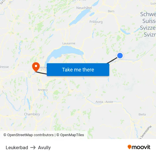 Leukerbad to Avully map