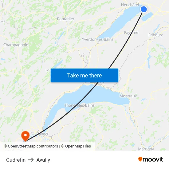 Cudrefin to Avully map