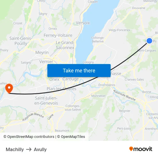 Machilly to Avully map